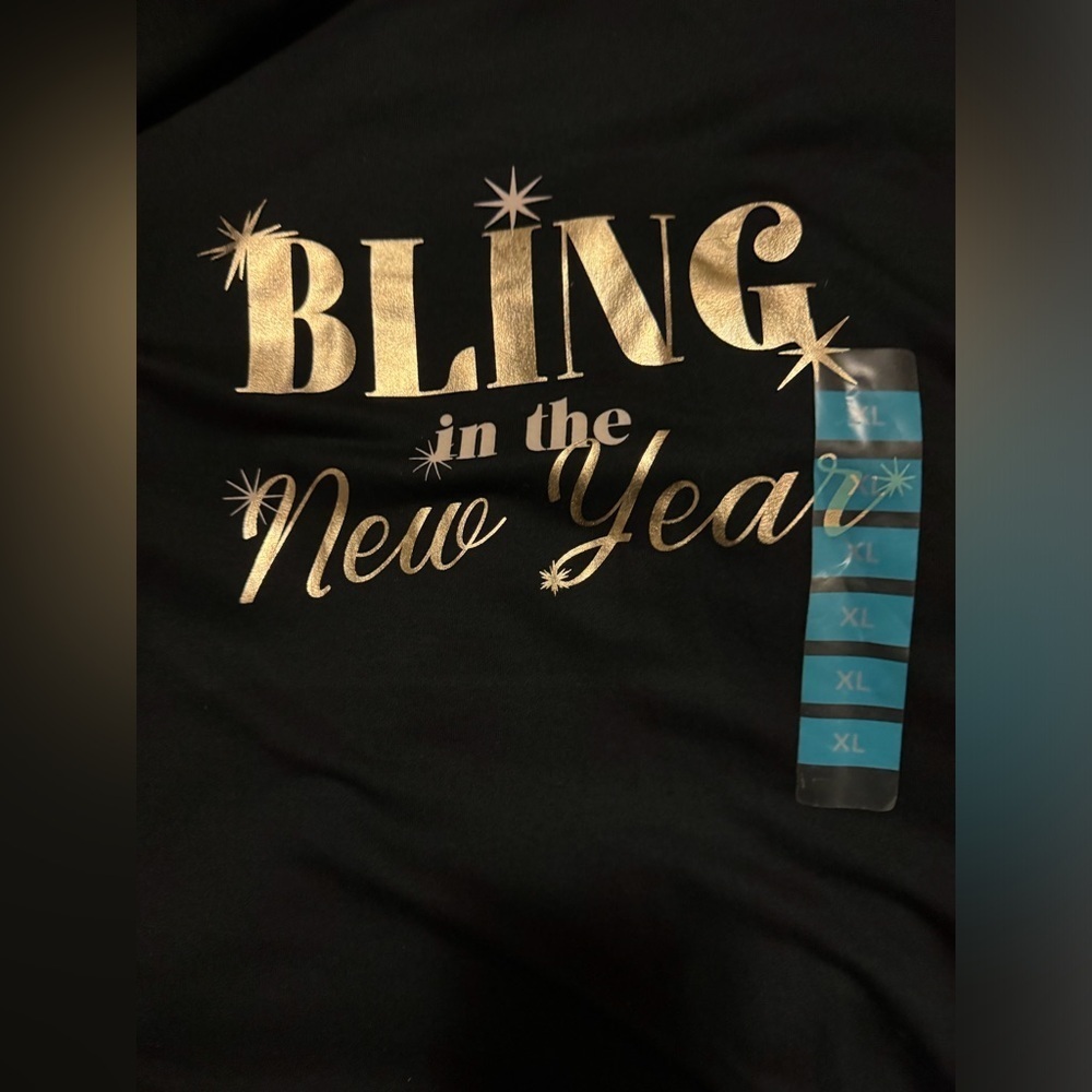 Bling in Happy New Year Shirt in Size XL in Black with Tiara